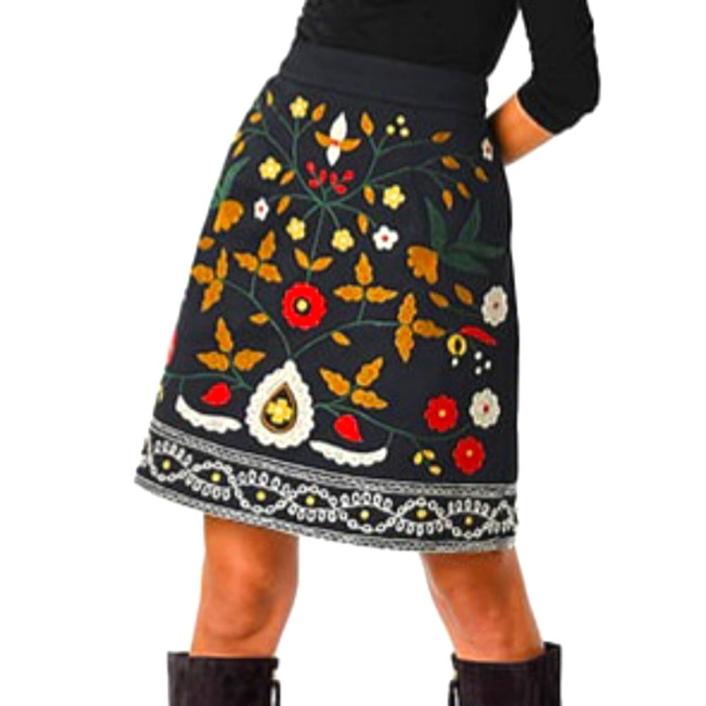 Eshakti Custom Wayward Fancies Floral Embroidered Embellished A-line Skirt